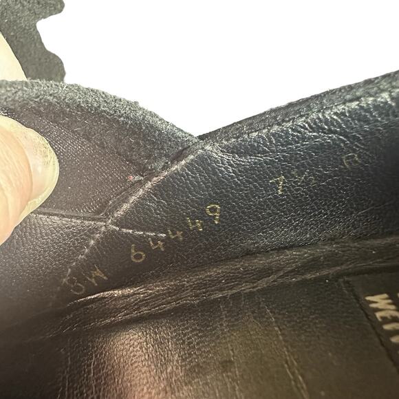 Stuart weitzman Black suede slip on square toe heels size 7 1/2 Y2K 90's style - Picture 11 of 11